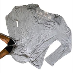 Knox Rose grey lace knotted front top